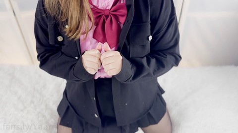 Female orgasm, schoolgirl uniform, handjob