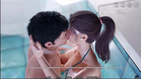 Nicole et Melvin s'amusent beaucoup dans la piscine